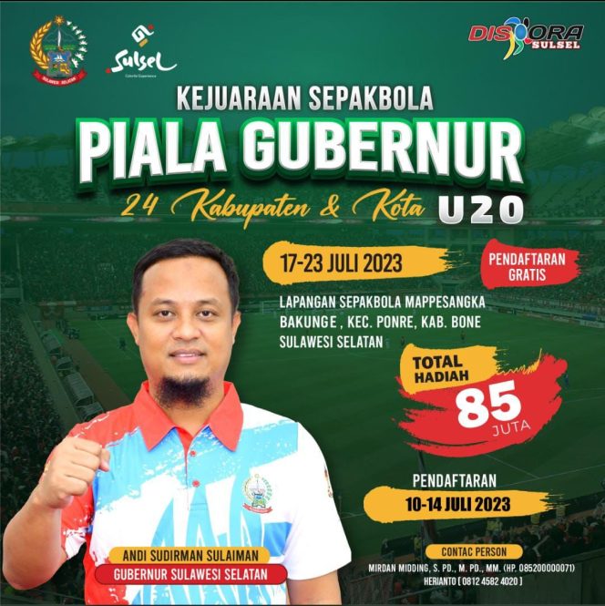 
 Dispora Sulsel Gelar Kejuaraan Sepak Bola Piala Gubernur U20, Total Hadiah Rp85 Juta