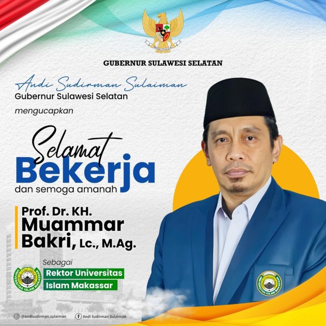 
 Gubernur Sulsel Beri Ucapan Selamat Atas Pelantikan Rektor UIM Prof KH Muammar Muhammad Bakry